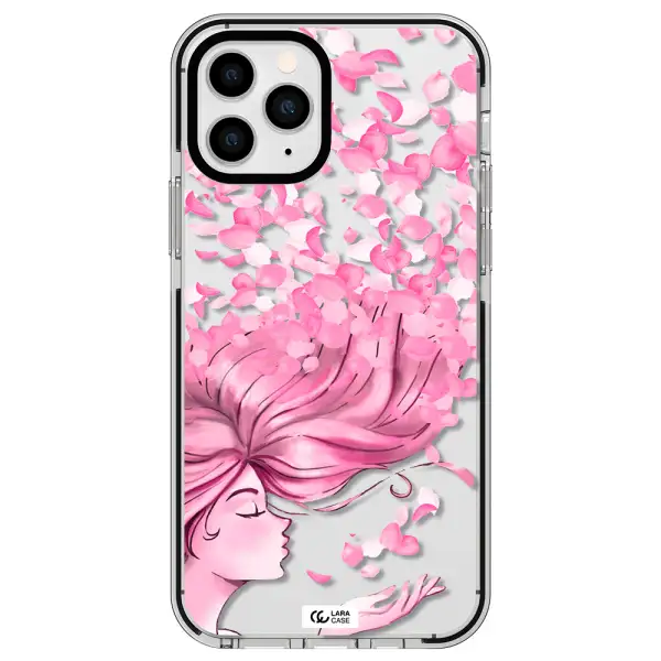 Sakura Leaves Hair Apple iPhone 11 pro max impact black border Case