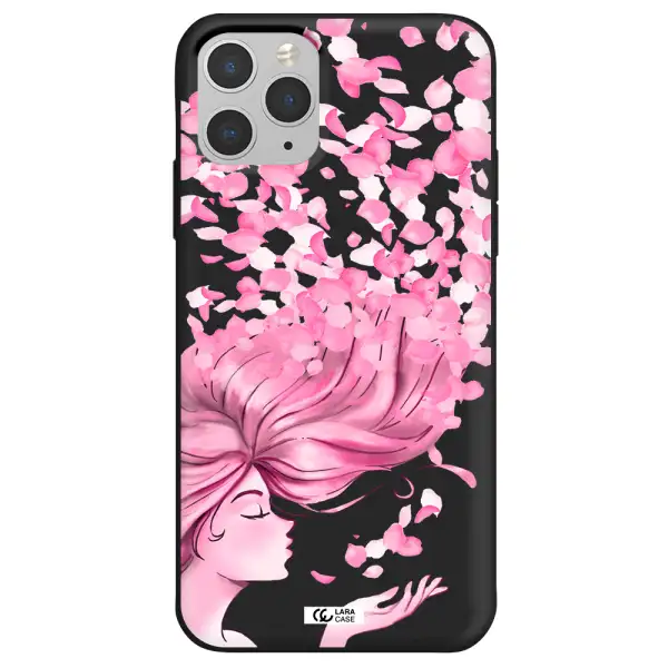Sakura Leaves Hair Apple iPhone 11 pro max Silicone black Case