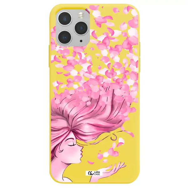 Sakura Leaves Hair Apple iPhone 11 pro max Silicone canary yellow Case