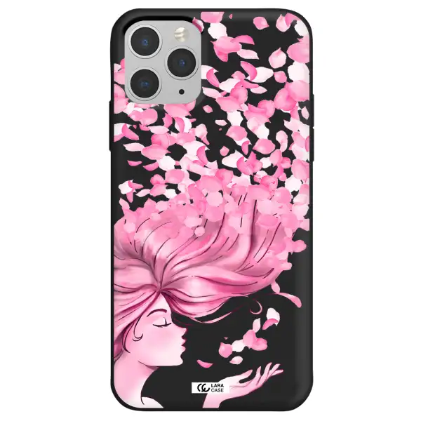 Sakura Leaves Hair Apple iPhone 11 pro Silicone black Case