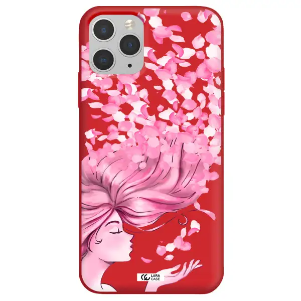 Sakura Leaves Hair Apple iPhone 11 pro Silicone Imperial Red Case
