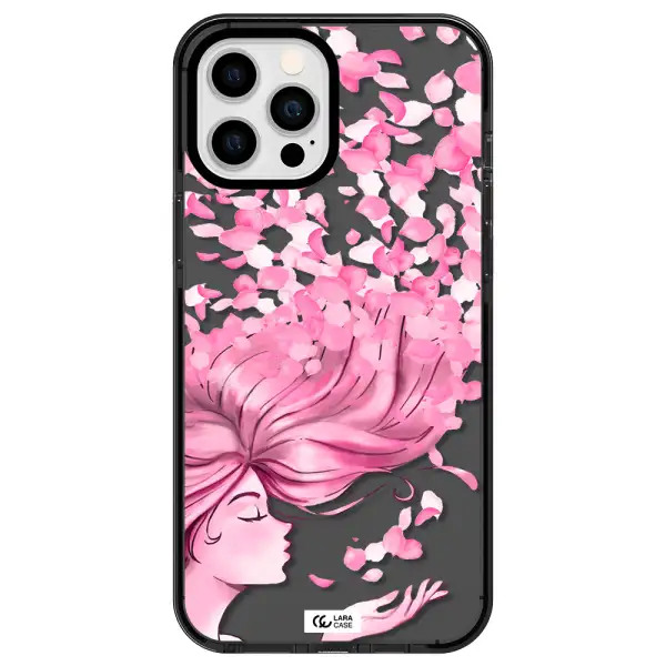 Sakura Leaves Hair Apple iPhone 12 pro max impact Smoke Black Case