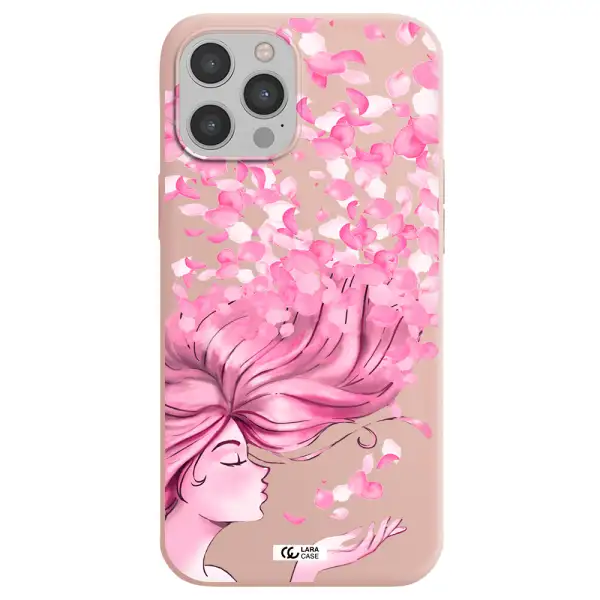 Sakura Leaves Hair Apple iPhone 12 pro max Silicone pastel pink Case