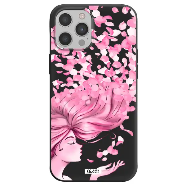 Sakura Leaves Hair Apple iPhone 12 pro Silicone black Case