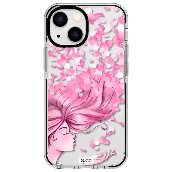 Sakura Leaves Hair Apple iPhone 13 mini impact black border Case