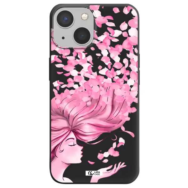 Sakura Leaves Hair Apple iPhone 13 mini Silicone black Case