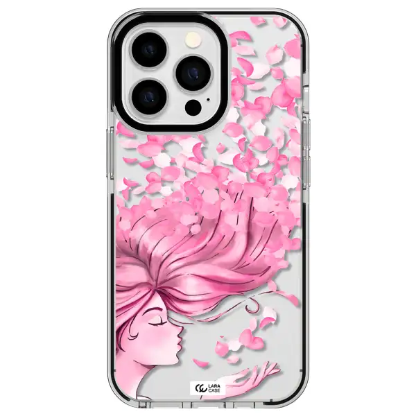 Sakura Leaves Hair Apple iPhone 13 Pro impact black border Case