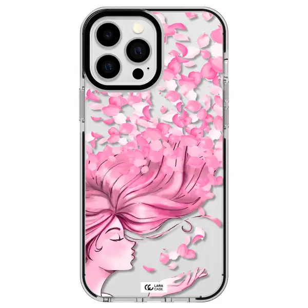 Sakura Leaves Hair Apple iPhone 13 Pro Max impact black border Case