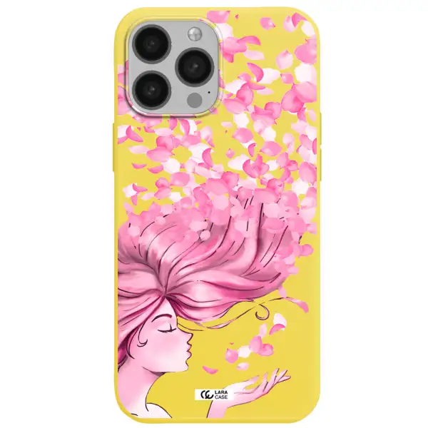 Sakura Leaves Hair Apple iPhone 13 Pro Max Silicone canary yellow Case