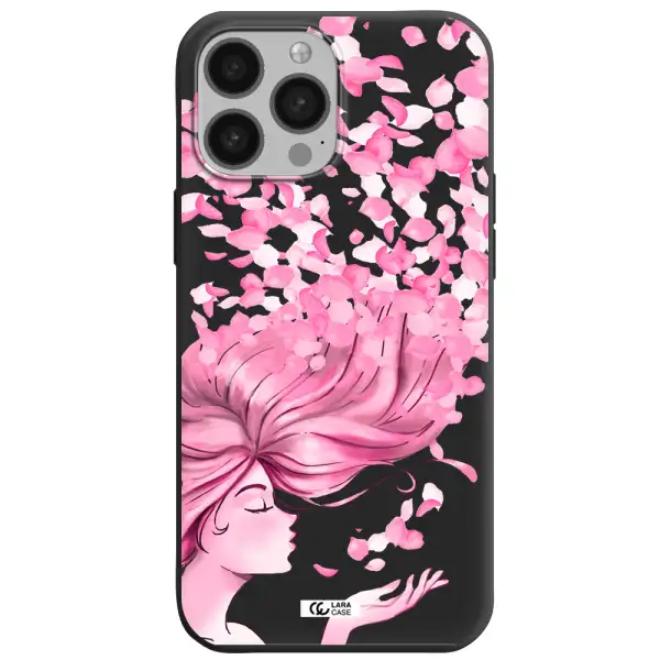 Sakura Leaves Hair Apple iPhone 13 Pro Silicone black Case