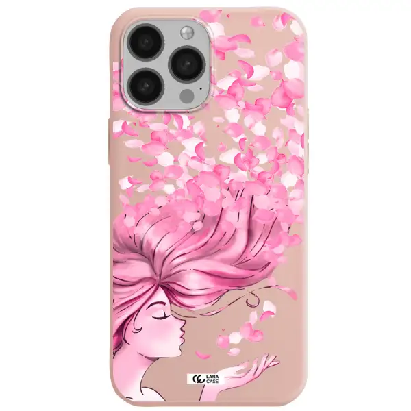Sakura Leaves Hair Apple iPhone 13 Pro Silicone pastel pink Case
