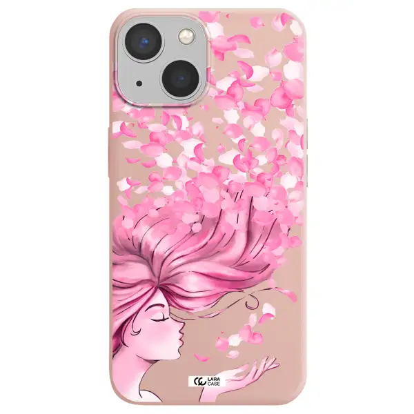 Sakura Leaves Hair Apple iPhone 13 Silicone pastel pink Case