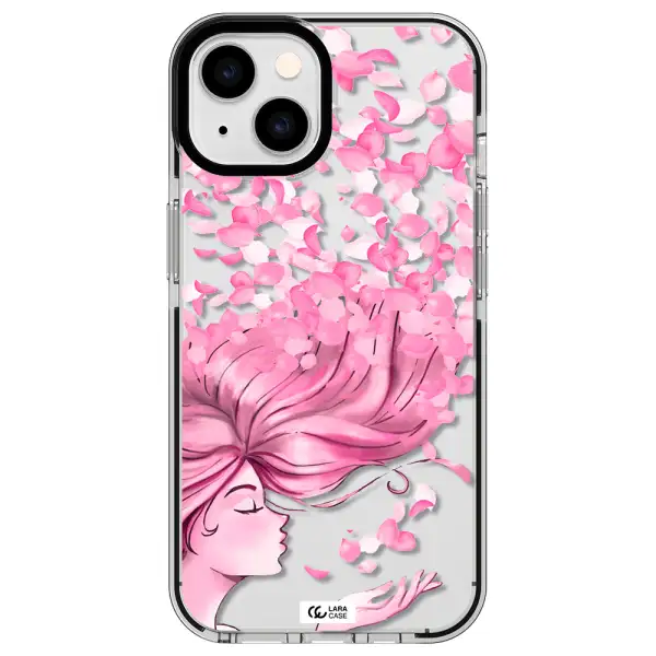Sakura Leaves Hair Apple iPhone 14 impact black border Case