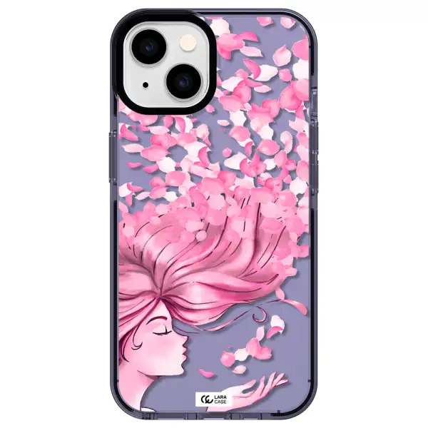 Sakura Leaves Hair Apple iPhone 14 impact Lilac Case