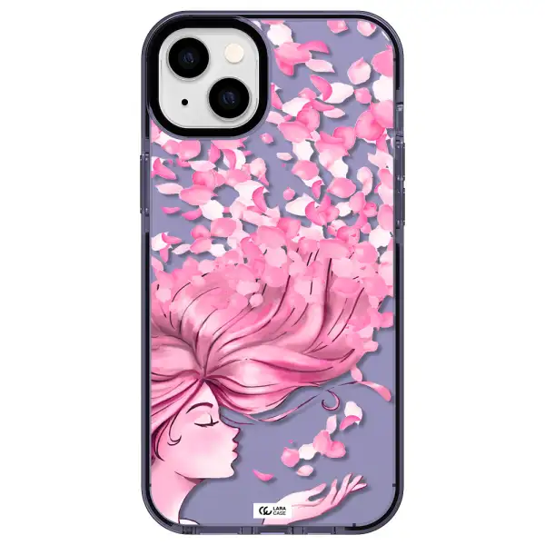 Sakura Leaves Hair Apple iPhone 14 plus impact Lilac Case