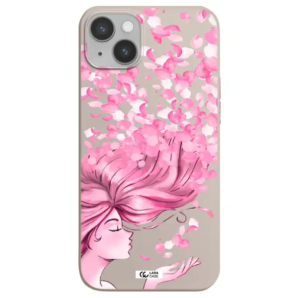 Sakura Leaves Hair Apple iPhone 14 plus Silicone Stone Case