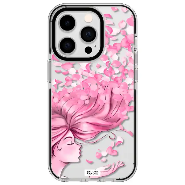 Sakura Leaves Hair Apple iPhone 14 pro impact black border Case