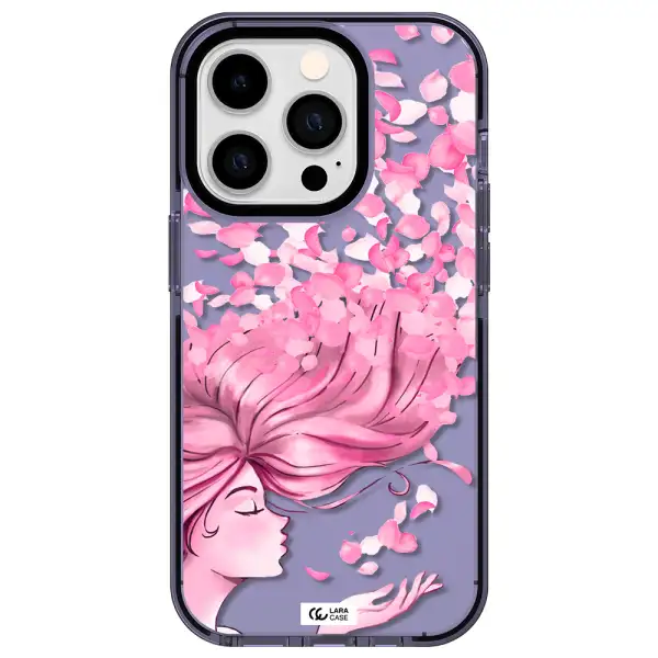Sakura Leaves Hair Apple iPhone 14 pro impact Lilac Case