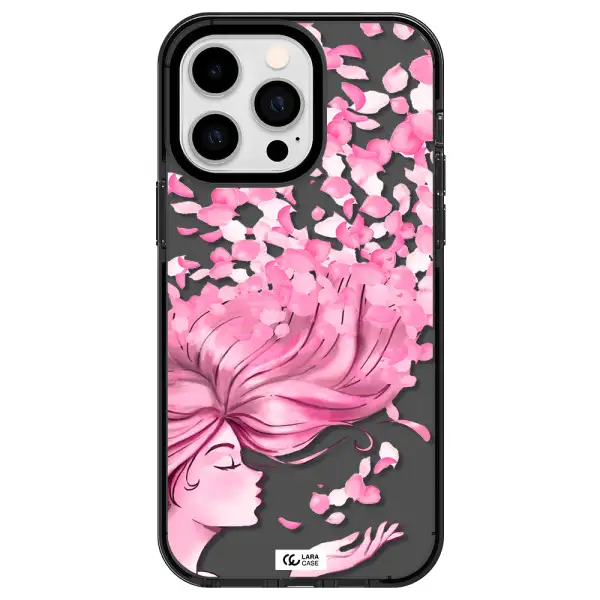Sakura Leaves Hair Apple iPhone 14 pro max impact Smoke Black Case