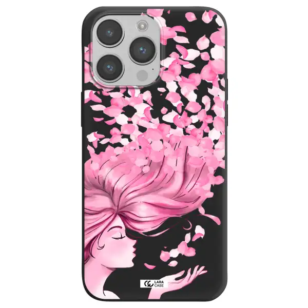 Sakura Leaves Hair Apple iPhone 14 pro max Silicone black Case