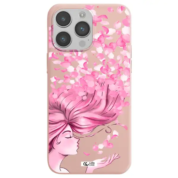 Sakura Leaves Hair Apple iPhone 14 pro Silicone pastel pink Case