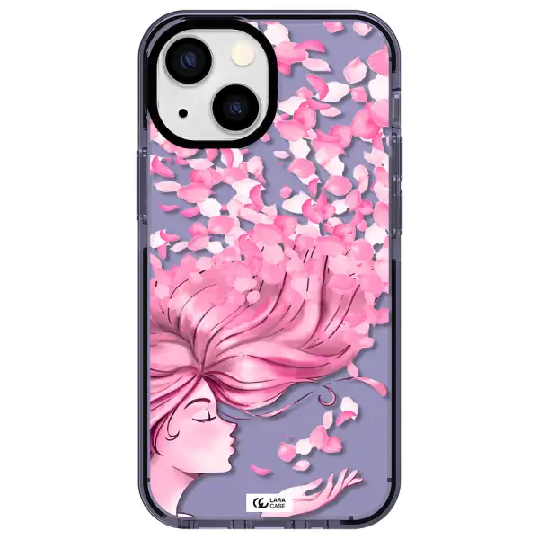 Sakura Leaves Hair Apple iPhone 15 Plus impact Lilac Case