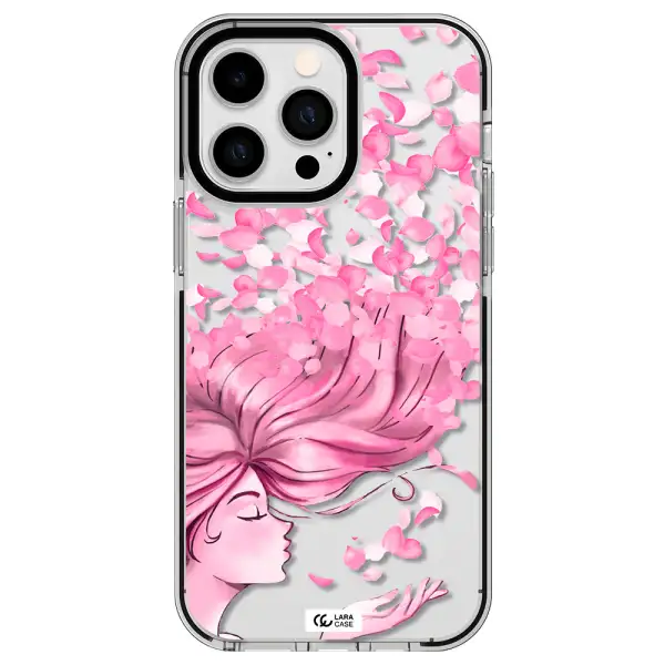 Sakura Leaves Hair Apple iPhone 15 Pro impact black border Case