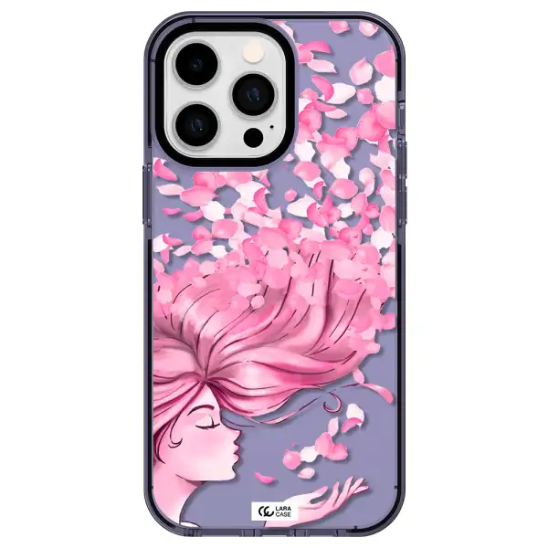Sakura Leaves Hair Apple iPhone 15 Pro impact Lilac Case