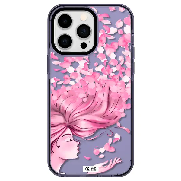 Sakura Leaves Hair Apple iPhone 15 Pro Max impact Lilac Case