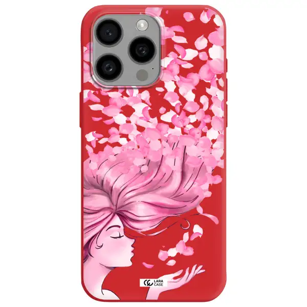 Sakura Leaves Hair Apple Iphone 15 Pro Max Silicone Imperial Red Case