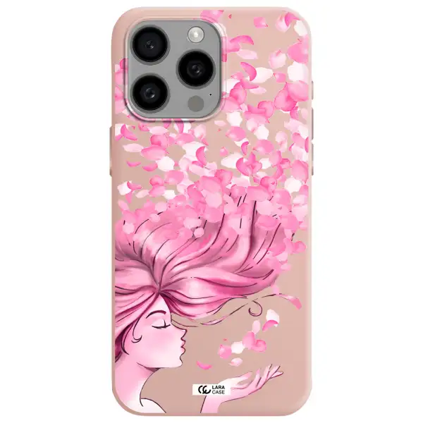 Sakura Leaves Hair Apple Iphone 15 Pro max Silicone pastel pink Case