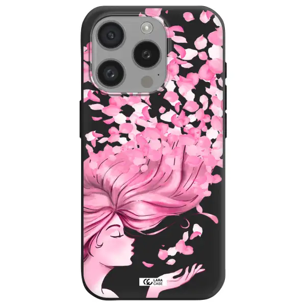 Sakura Leaves Hair Apple Iphone 15 Pro Silicone Black Case