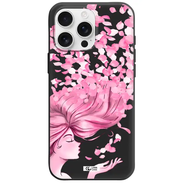 Sakura Leaves Hair Apple Iphone 16 Pro Max Silicone Black Case