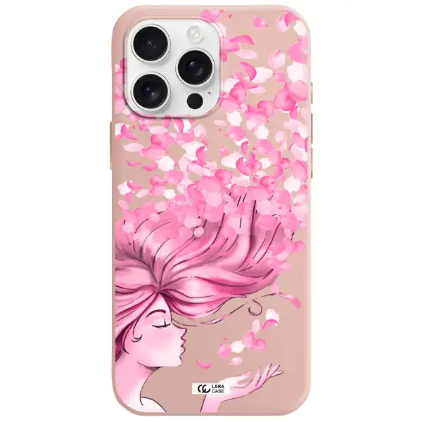 Sakura Leaves Hair Apple Iphone 16 Pro Max Silicone Pastel Pink Case