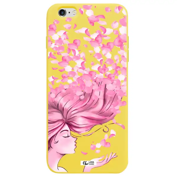 Sakura Leaves Hair Apple iPhone 6 s plus Silicone canary yellow Case