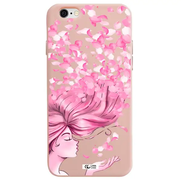 Sakura Leaves Hair Apple iPhone 6 Silicone pastel pink Case