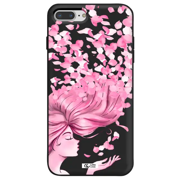 Sakura Leaves Hair Apple iPhone 7 plus Silicone black Case