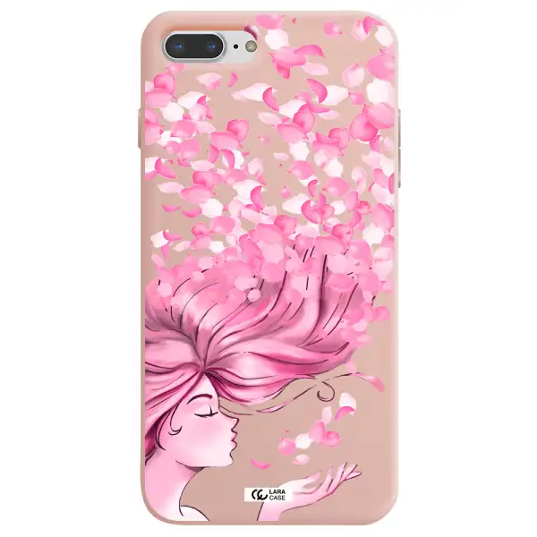 Sakura Leaves Hair Apple iPhone 8 plus Silicone pastel pink Case