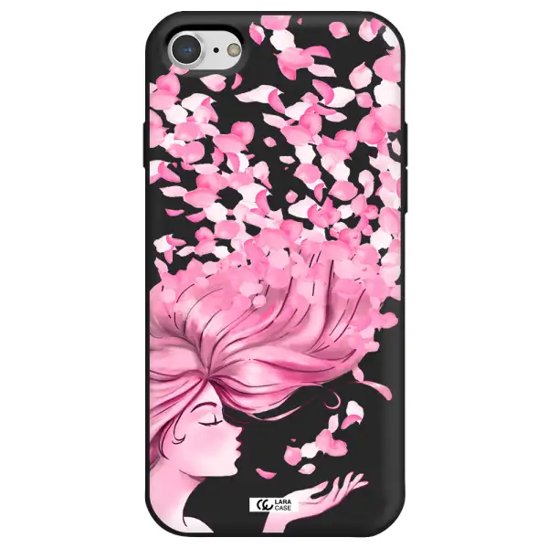 Sakura Leaves Hair Apple iPhone 8 Silicone black Case