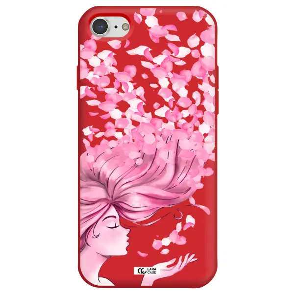 Sakura Leaves Hair Apple iPhone 8 Silicone Imperial Red Case