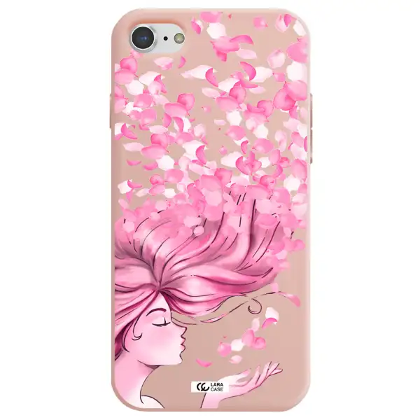Sakura Leaves Hair Apple iPhone 8 Silicone pastel pink Case