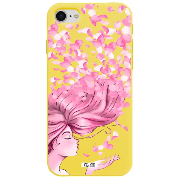 Sakura Leaves Hair Apple iPhone se 2020 Silicone canary yellow Case