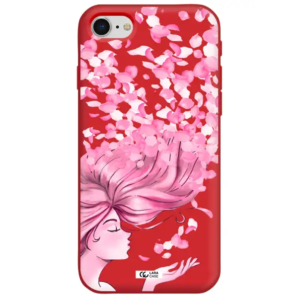 Sakura Leaves Hair Apple iPhone se 2020 Silicone Imperial Red Case