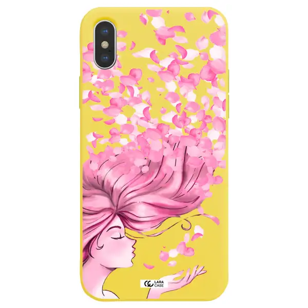 Sakura Leaves Hair Apple iPhone X Silicone canary yellow Case