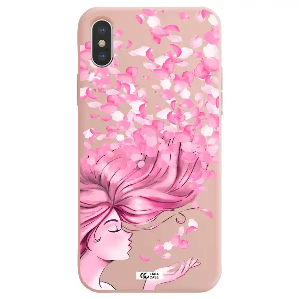 Sakura Leaves Hair Apple iPhone X Silicone pastel pink Case