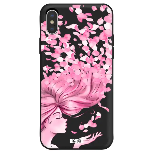 Sakura Leaves Hair Apple iPhone XS max Silicone black Case