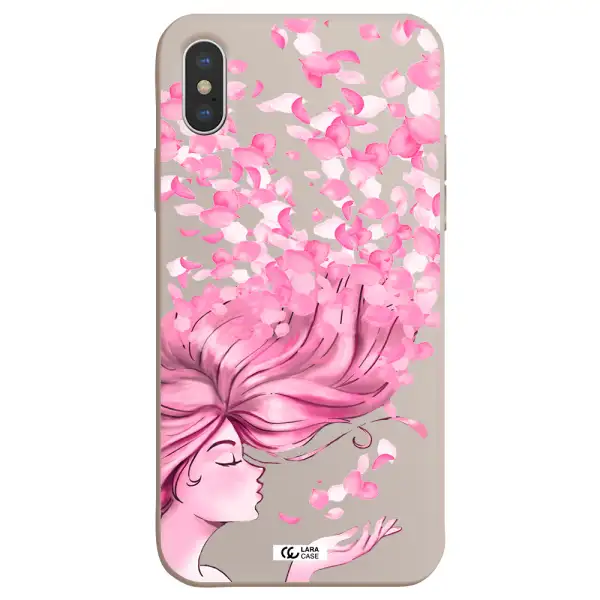 Sakura Leaves Hair Apple iPhone XS Silicone Stone Case
