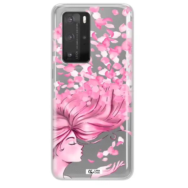 Sakura Leaves Hair Huawei P40 Pro Clear TPU Case