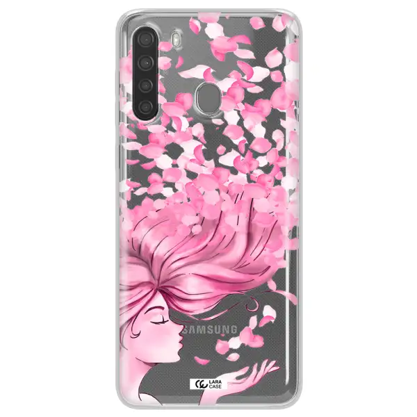 Sakura Leaves Hair Samsung A21 Clear TPU Case
