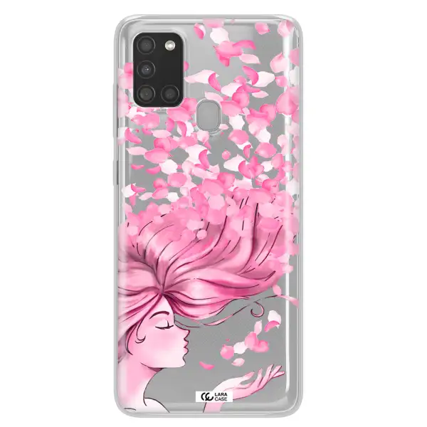 Sakura Leaves Hair Samsung A21S Clear TPU Case